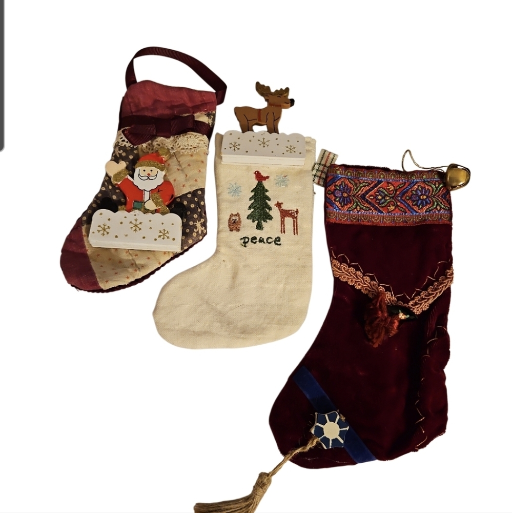 Holiday Stocking Bundle of 3 Handmade Upcycled One-of-a-kind Christmas gifts